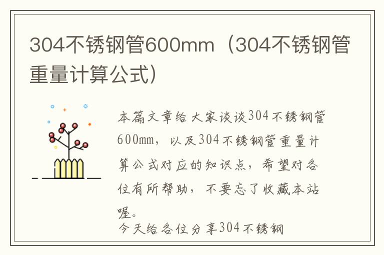 304不锈钢管600mm（304不锈钢管重量计算公式）