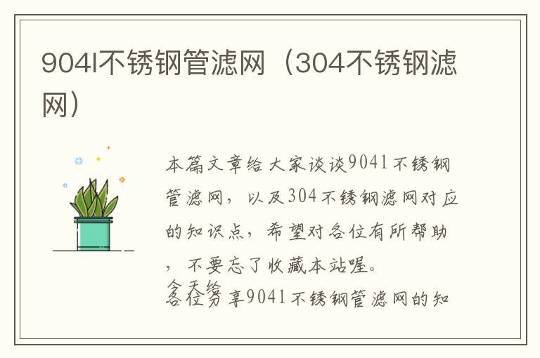 904l不锈钢管滤网（304不锈钢滤网）