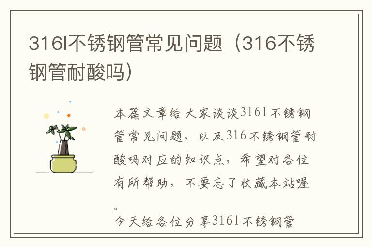 316l不锈钢管常见问题（316不锈钢管耐酸吗）