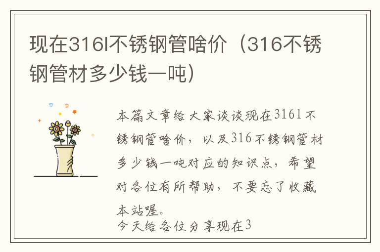 现在316l不锈钢管啥价（316不锈钢管材多少钱一吨）