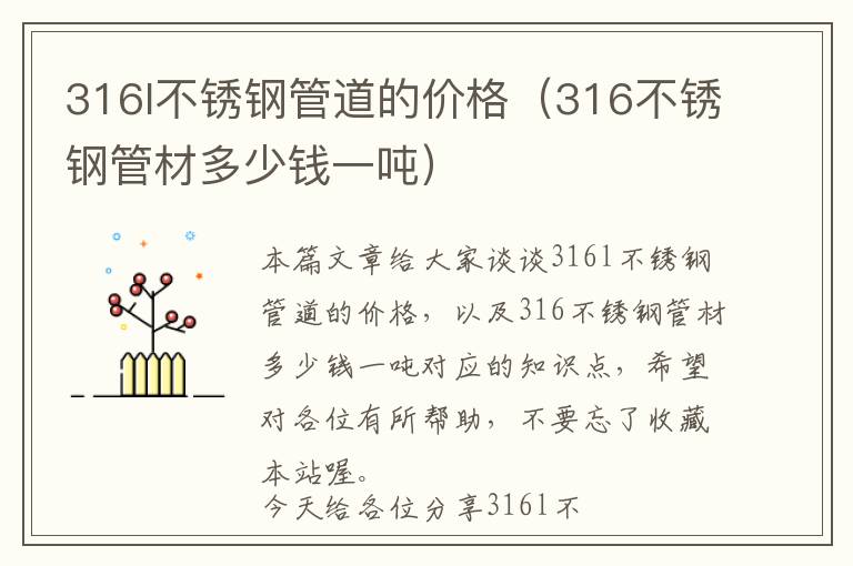 316l不锈钢管道的价格（316不锈钢管材多少钱一吨）