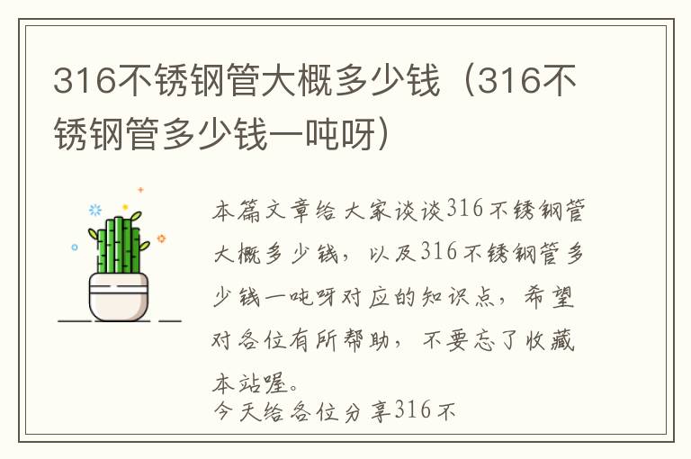 316不锈钢管大概多少钱（316不锈钢管多少钱一吨呀）